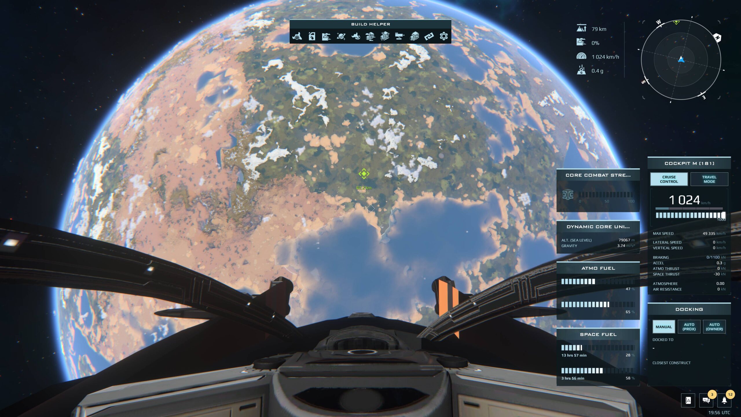 Visão do cockpit do Dual Universe
