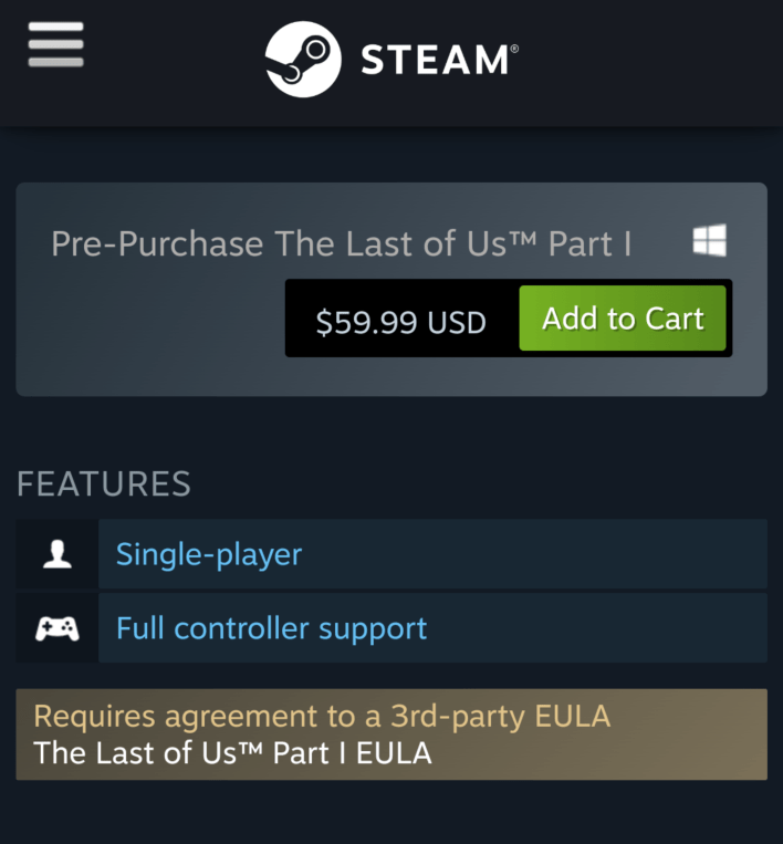 A versão para computador de The Last of Us Part 1 é mais barata que a versão PS5.