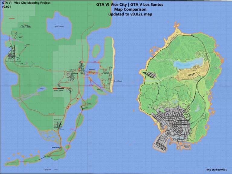 A comunidade de GTA 6 está circulando um mapa feito a partir de vazamentos e comparando com o mapa de GTA 5