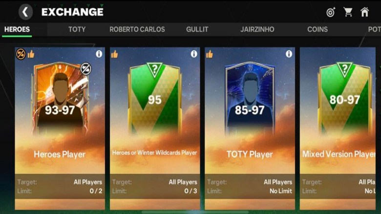 Trecho mostrando as novas trocas do FC Mobile Heroes 24 (imagem via EA Sports)